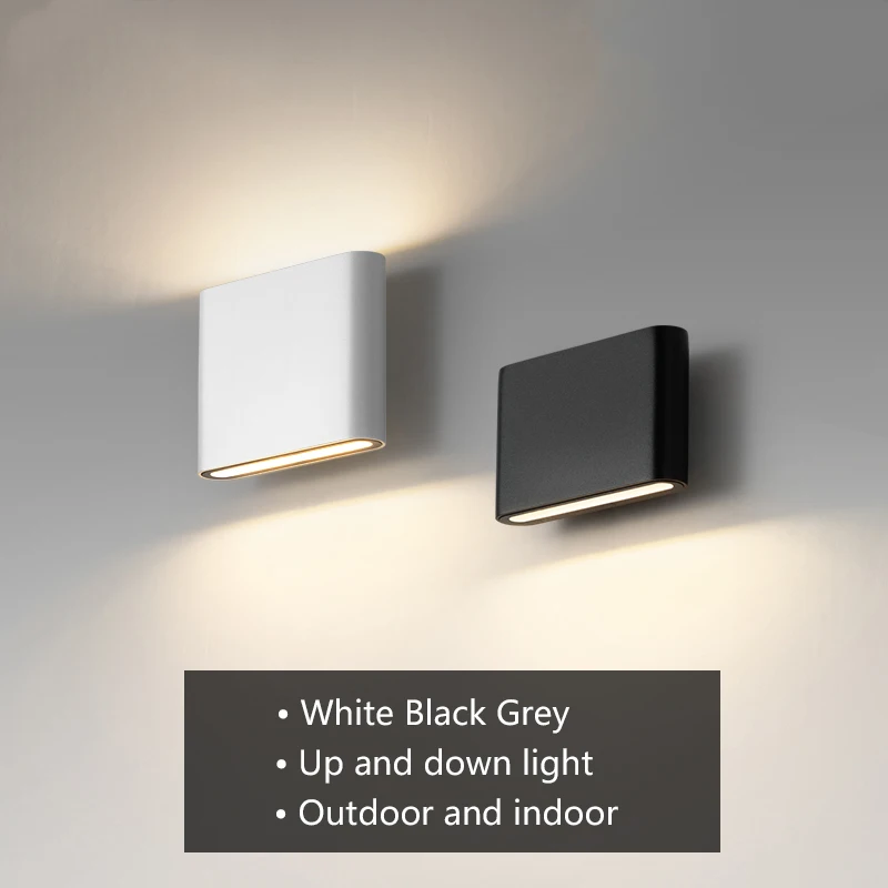 Lámpara LED de pared impermeable para exteriores, 6W, 12W, 20W, interior, dormitorio, sala de estar, balcón, iluminación del hogar, aplique de pared de aluminio