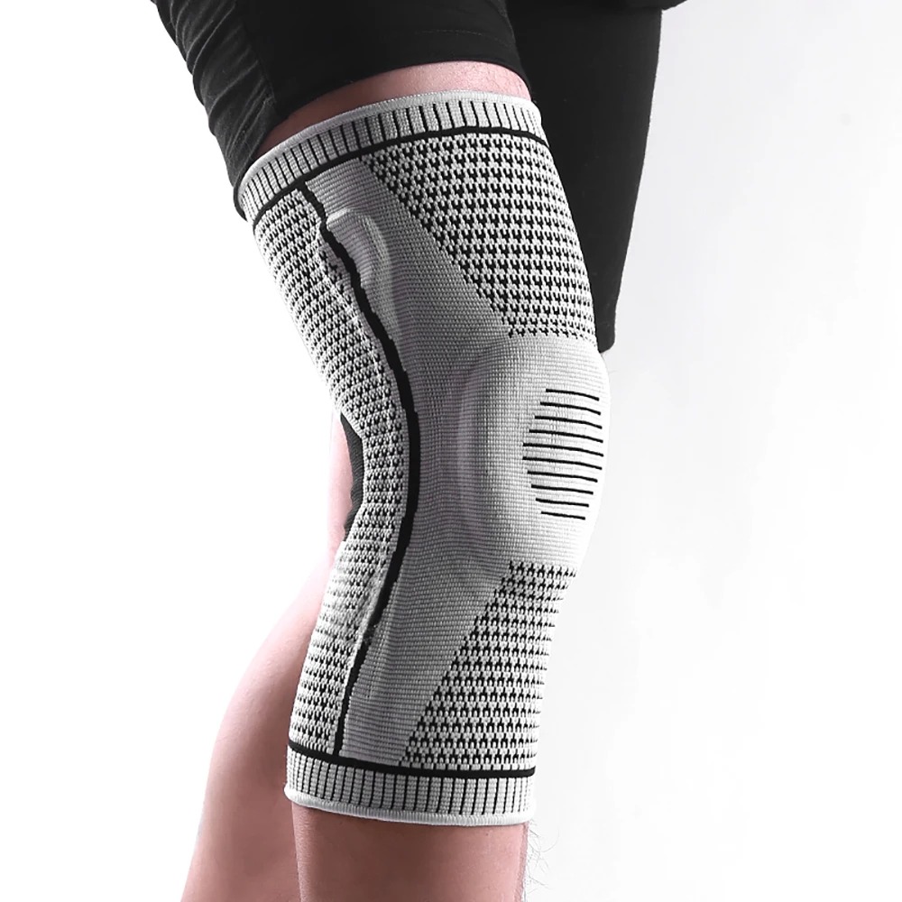Rodilleras de silicona con correa para rótula, soporte medial, rodilleras de compresión de menisco para correr, protección deportiva, 1 ud.