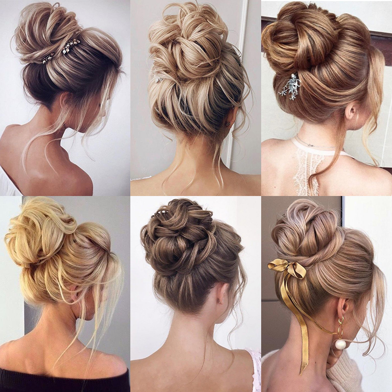 Azqueen synthétique désordre Chignon Chignon beignet Gary couleur marron cheveux Chignon Pad élastique cheveux corde élastique Extensions de cheveux
