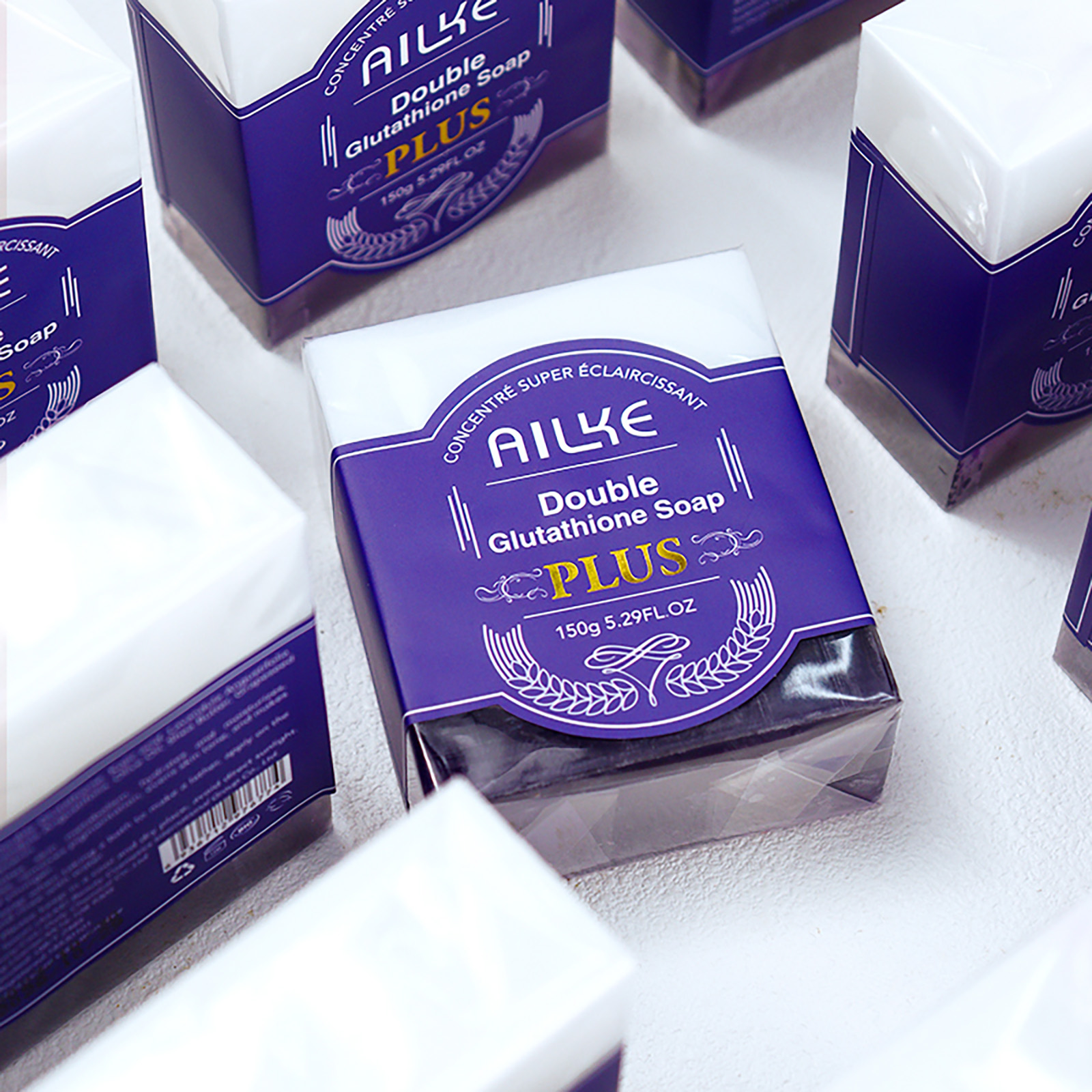 AILKE Aufhellender Seifenstück, mit organischem Glutathion und Lavendel, für Gesicht, Körper, Flecken reduzieren, saubere Haut, unterstützt individuelles Logo