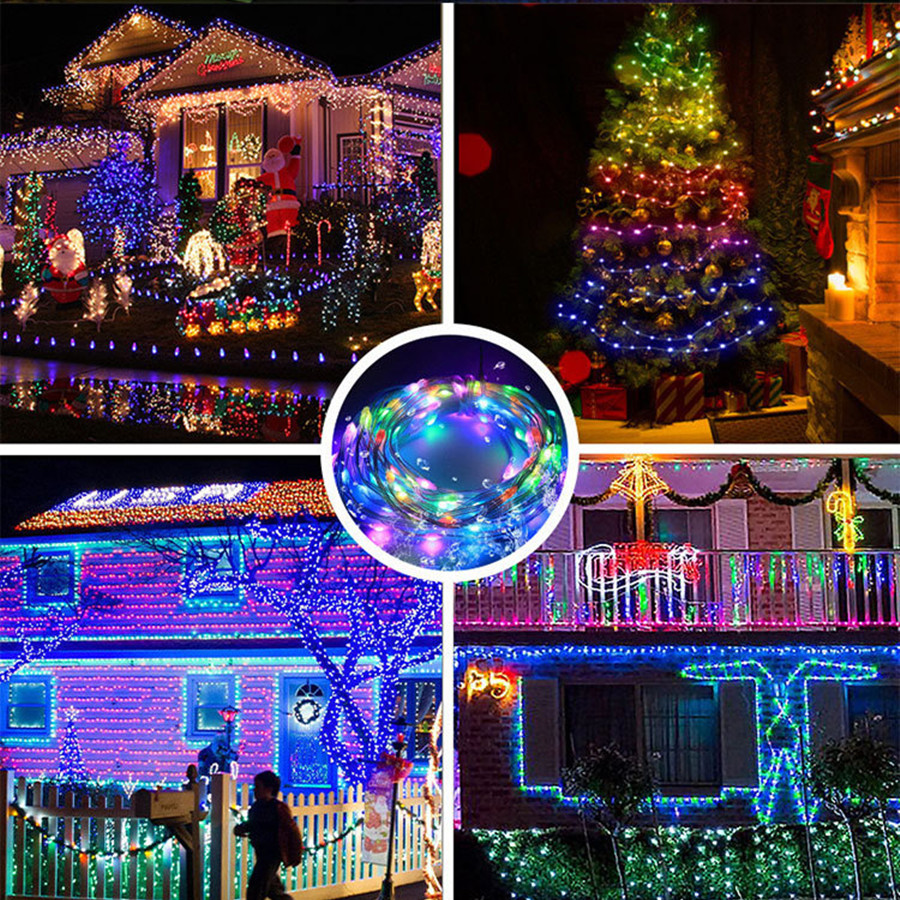 RGBIC USB LED String Lights DIY Outdoor Christmas Tree Decor Fairy Lights 8 Modes Bluetooth APP For Wedding Holiday Party Lighti