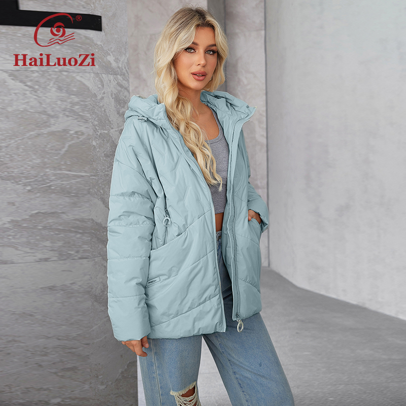 Hailuozi 2024 neue Plus Size Damen Kapuzen jacke Slash Taschen geste ppte Damen jacke klassisches Design Damen Freizeit jacke 5529