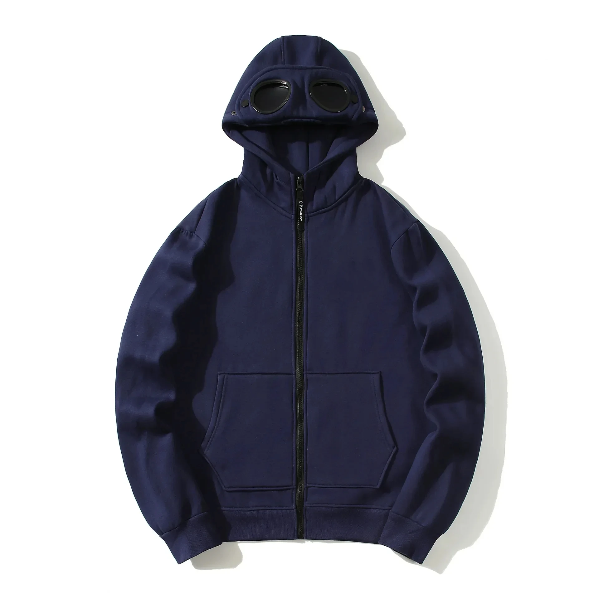 Outono e inverno óculos chapéu hip-hop cardigan zíper e lã com capuz moletom ao ar livre jaqueta quente unisex