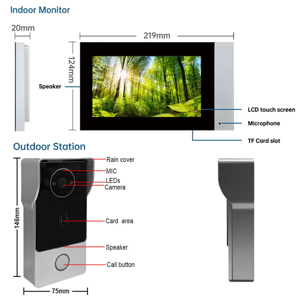 2 draht Smart Home Tuya Wifi 1080P Video Intercom Video Tür Telefon 7'' Farbe Touch Screen Kamera Türklingel tür Sicherheit System