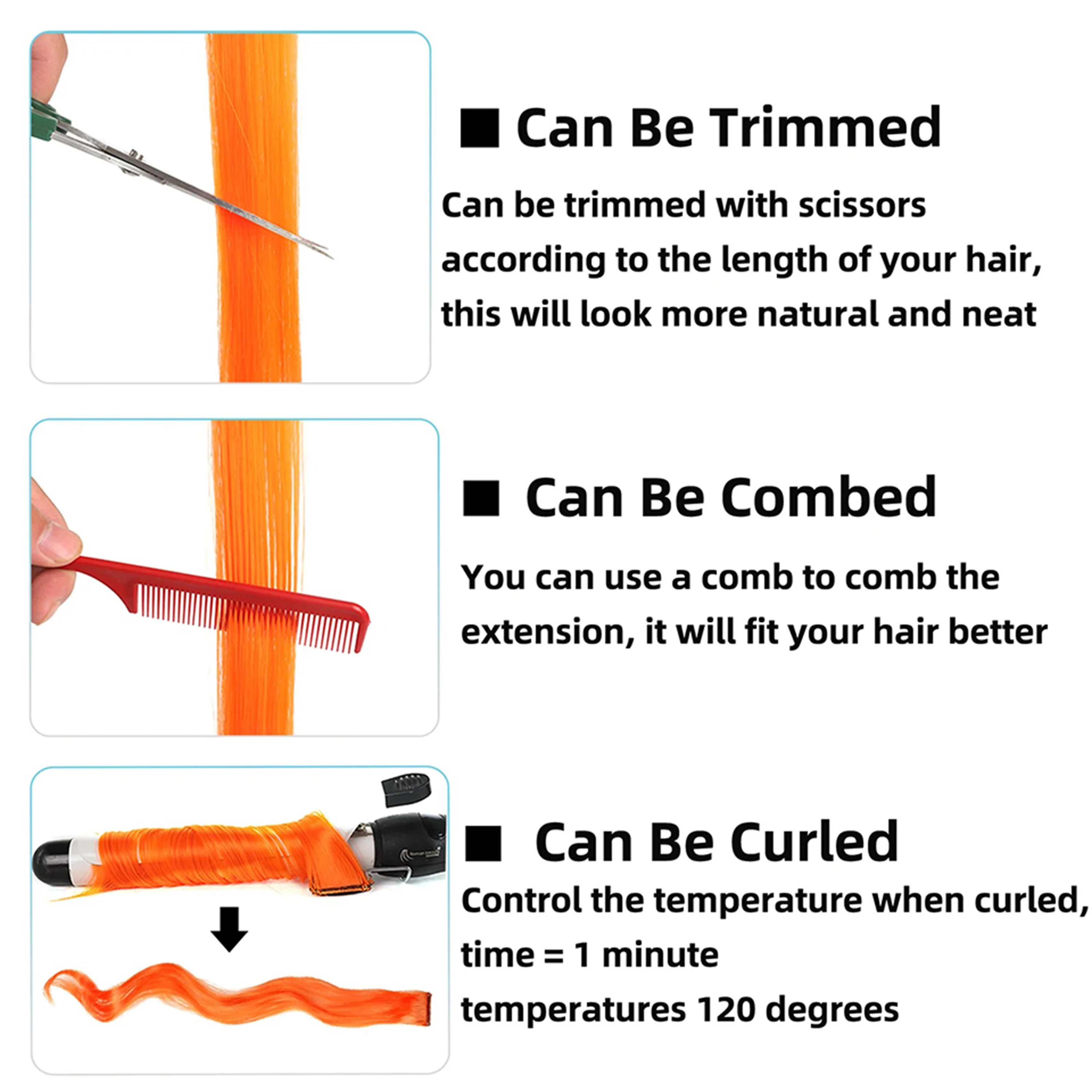 18 cores clipe estilo extensões de cabelo 22 Polegada extensões de cabelo de cor alto brilho longa reta peruca sintética para crianças
