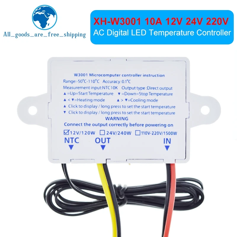 TZT W3001 Digital Control Temperature Microcomputer Thermostat Switch Thermometer New Thermoregulator 12/24/220V