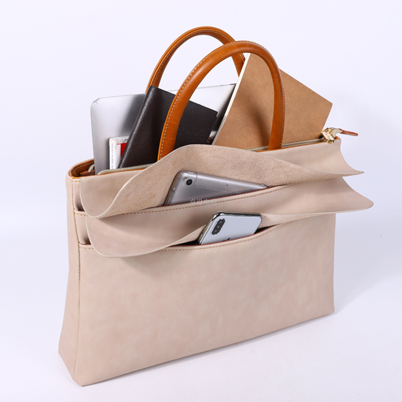 Luxe mode lederen damesaktentas Zakelijke 14-inch laptoptas Vrouwelijke handtassen Schouder Messenger Commuter Bags