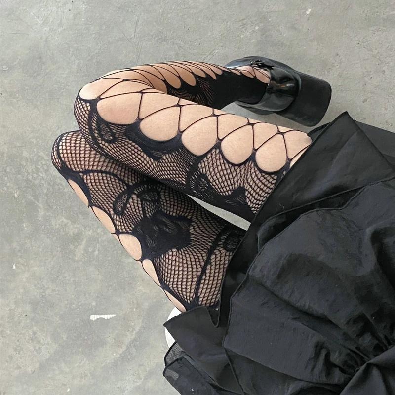 Gothic Fishnetsถุงน่องLolitaตาข่ายTightsสําหรับผู้หญิงตาข่ายถุงน่องY2k PantyhoseรูปแบบLeggingsเซ็กซี่ชุดชั้นใน
