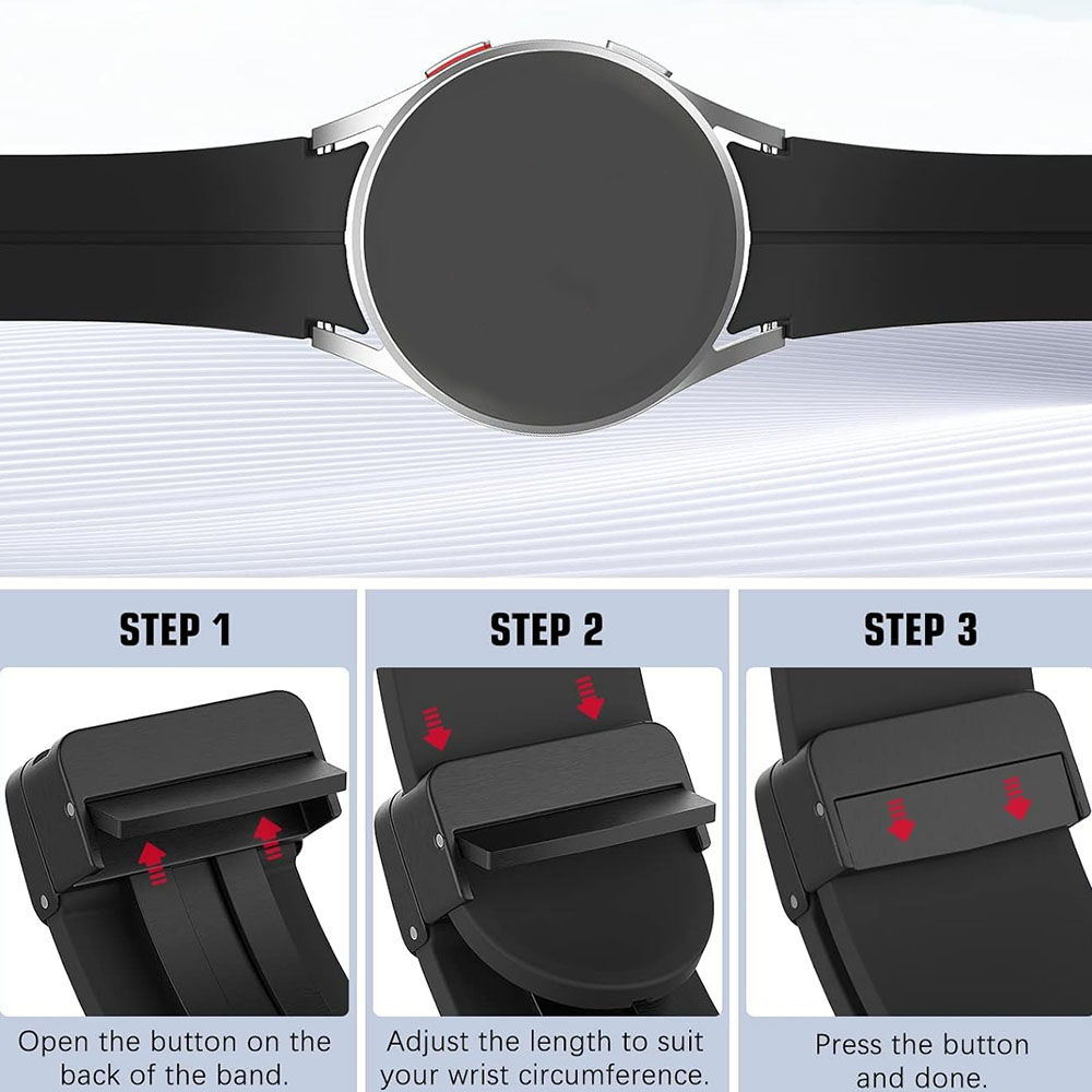 サムスンギャラクシーウォッチ用シリコンストラップ,クラシックウォッチバンド,磁気クラスプ,7,6,5,4,5 pro,6,4,40mm, 44mm, 45mm用