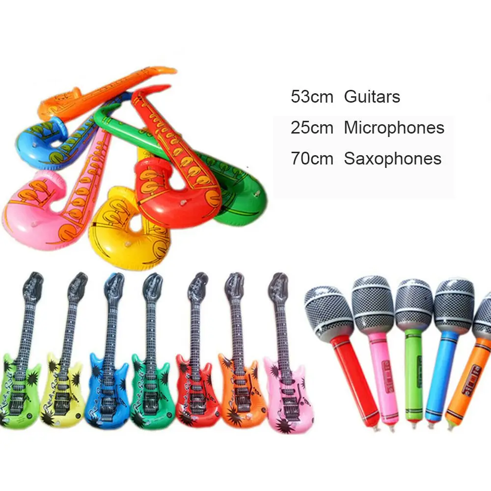 15 Chiếc Bơm Hơi Cụ Đồ Chơi Âm Nhạc Khí Cầu Bộ Mô Phỏng Nhạc Cụ Guitar Saxophone Micro Đảng Đồ Chơi