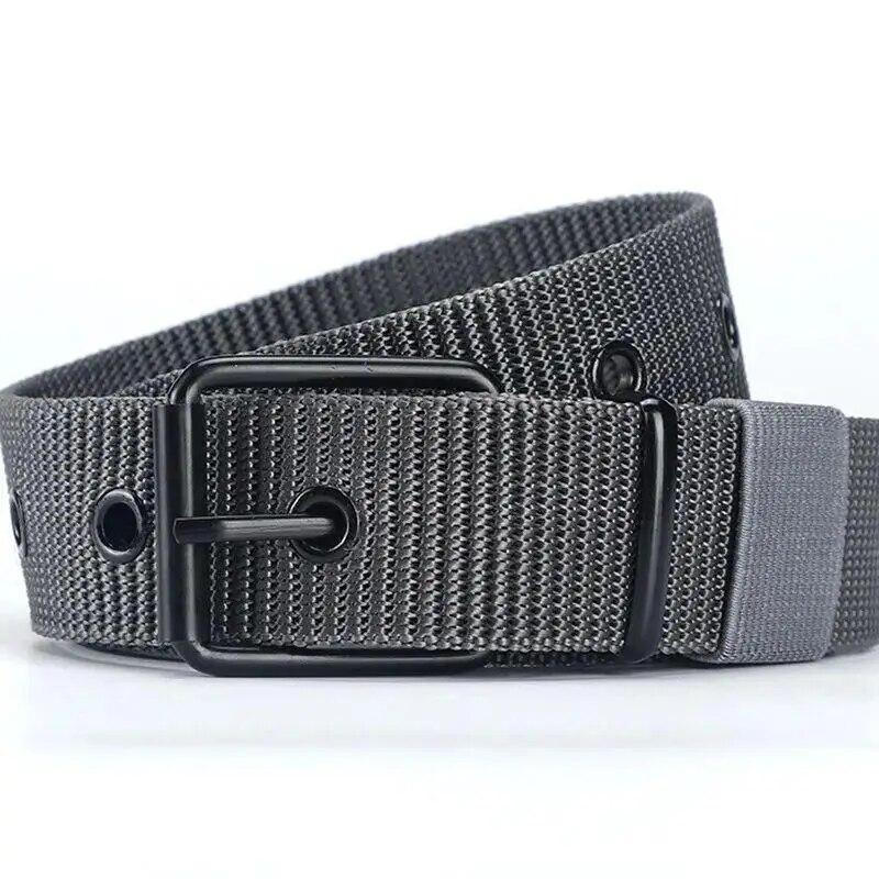Ceinture pour hommes toile poreuse boucle ardillon ceinture en cuir ceinture de sport de plein air ceinture à œillets à la mode pour femmes avec ceinture en jean pour hommes femmes