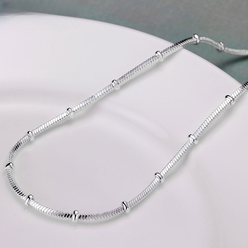 Collier JOBeads en Argent pour Homme et Femme, Bijoux de Fiançailles et de Mariage, 18/20 Pouces, 2mm, Mode Salle