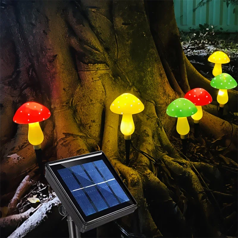Zewnętrzna solarna girlanda świetlna w kształcie grzybów - wodoodporna lampa ogrodowa do krajobrazu i na dziedziniec - lampa LED