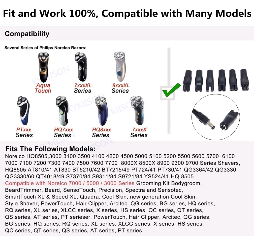 8 Stück Netzkabel, 5 V, Ersatzladegerät, USB-Adapter, geeignet für alle Arten von elektrischen Haarschneidemaschinen