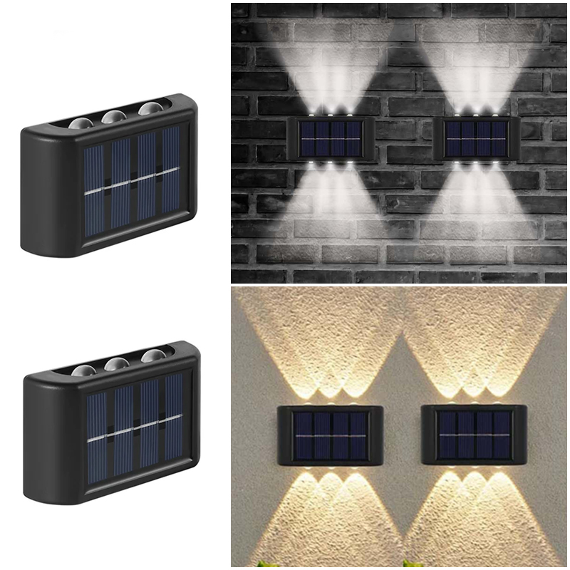 Luz de pared de jardín con energía Solar, lámpara impermeable para exteriores con cuentas de 6LED, para calle, terraza, valla, decoración de pared de patio