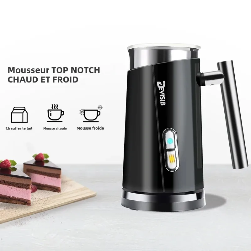 DEVISIB 3 in 1 Mousseur à lait électrique, 300ml, automatique, chaud et froid, pour café, latte, cappuccino, macchiato, chocolat chaud