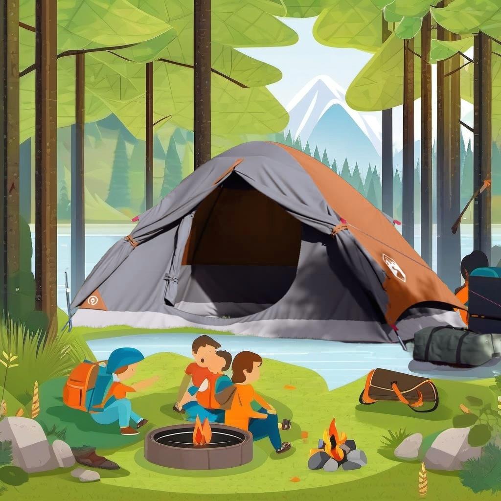 4-Person Waterproof Dome Camping Tent in Grey and Orange - Outdoor Shelter for Hiking and Adventures