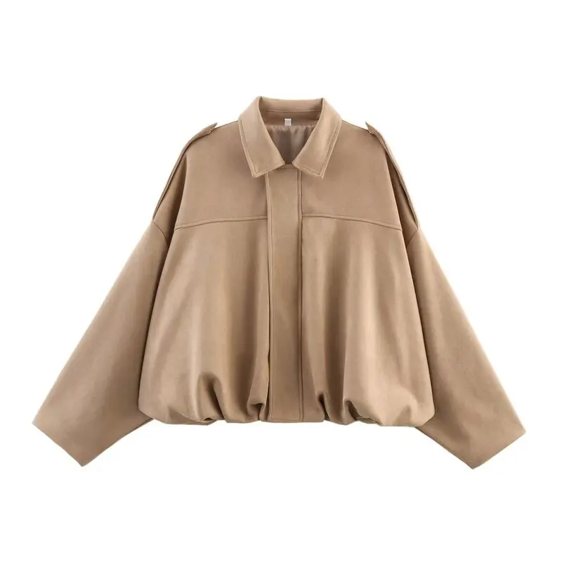 Spring 2025 Women's Velvet Feel Pilot Jaet Coat New Arrival Casual Loose Fit ort Outerwear Versatile Sle Regular Length