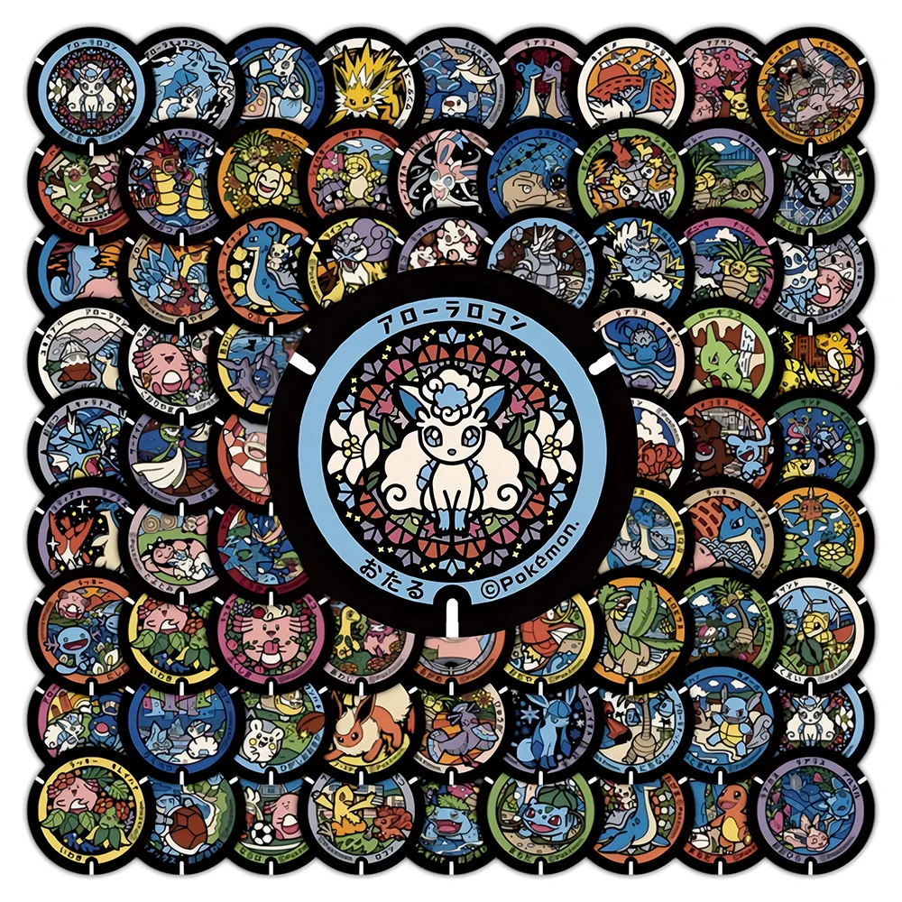 50/108 Uds. Pegatinas Kawaii de Pokémon de Anime, bonitas calcomanías de dibujos animados de Pikachu Eevee, álbum de recortes para teléfono portátil, pegatina clásica para niños, juguete