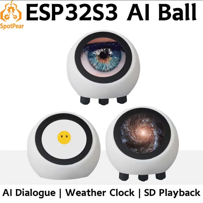 Робот DeepSeek с искусственным интеллектом для голосового чата ESP32-S3, 1,28-дюймовый ЖК-дисплей N16R8, электронные часы с глазом, настольные часы espHome Assistant для XiaoZhi