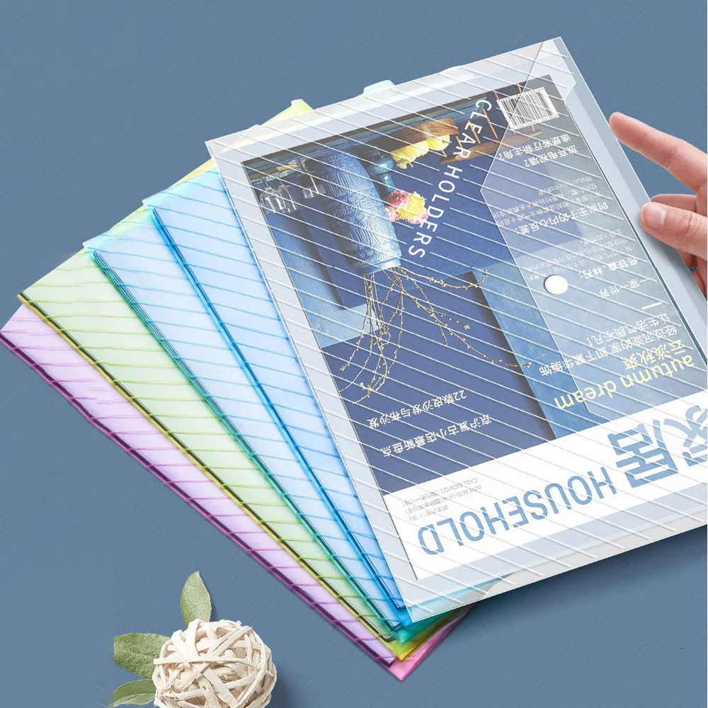 10 個 A4 透明ファイルバッグプラスチックドキュメントファイリング収納袋学生オーガナイザー情報ポケットフォルダー文具