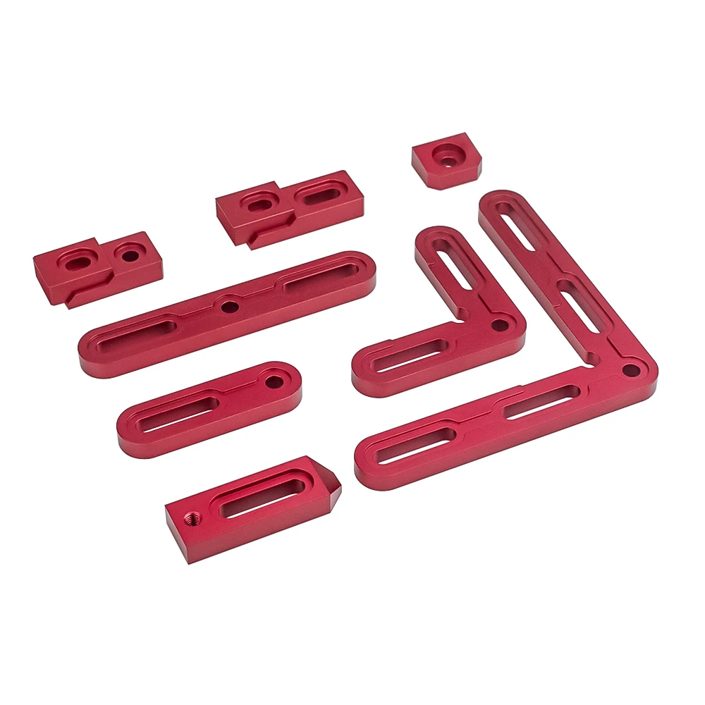 1 Juego de herramientas de tira de posicionamiento de 90 grados de aluminio en forma de L, plantilla de alineación, herramienta de abrazadera fija para banco de trabajo CNC, tira de posicionamiento de zócalo