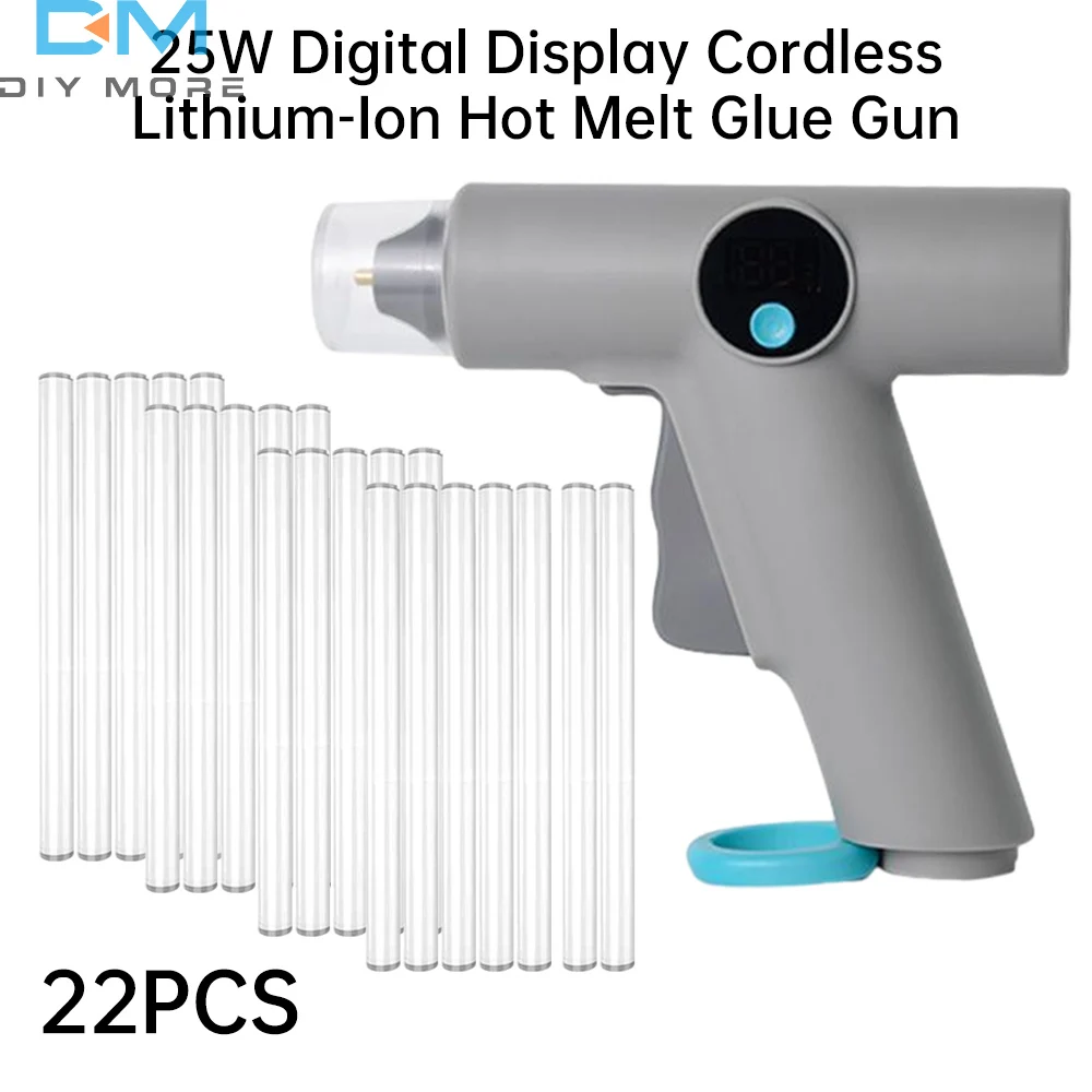25W Digital Display Wireless Lithium Electric Hot Melt Glue Gun Type C With 22pcs Glue Stick DIY Household Hand Craft Tools