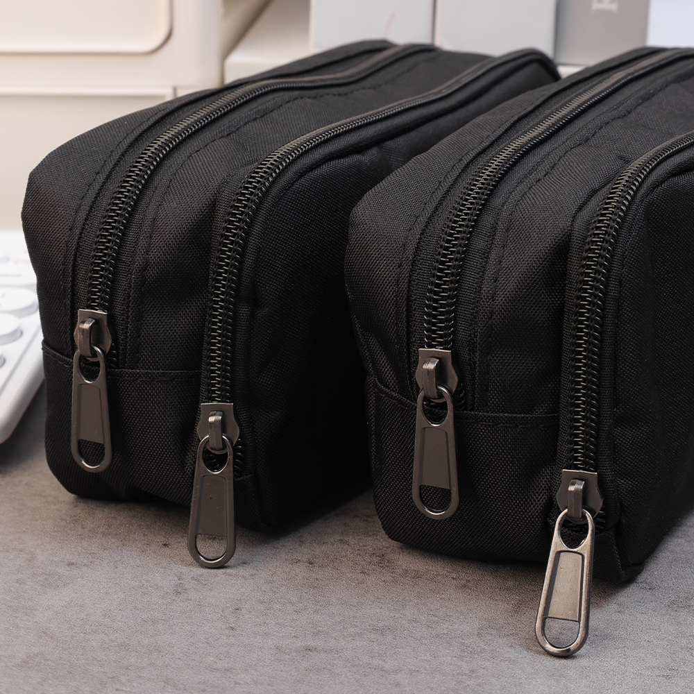 Large Capacity Black Simple Pencil Case Marker Pen Refillls Eraser Stationery Storage Pouch Bag School Office Organizer