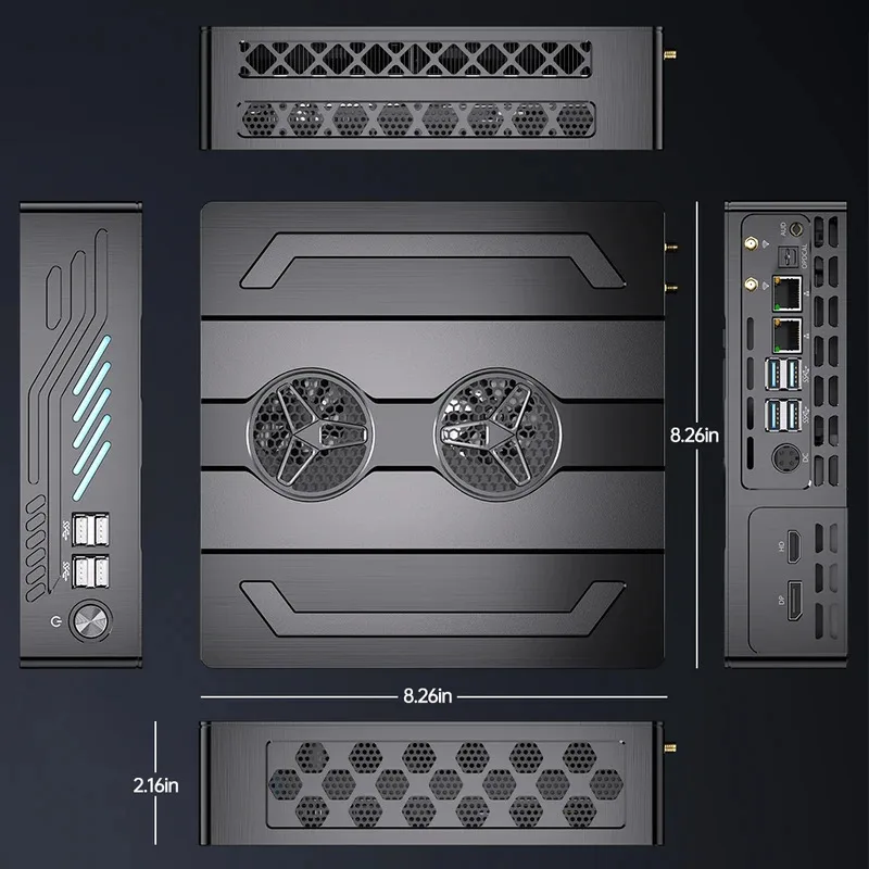 มินิพีซีเกมมิ่ง Core I9-12900F มินิพีซีเกมมิ่ง RTX4060M 8G การ์ดจอแยก Dual Ddr5 M.2 Nvme คอมพิวเตอร์ Barebone 8K พร้อมไฟ LED