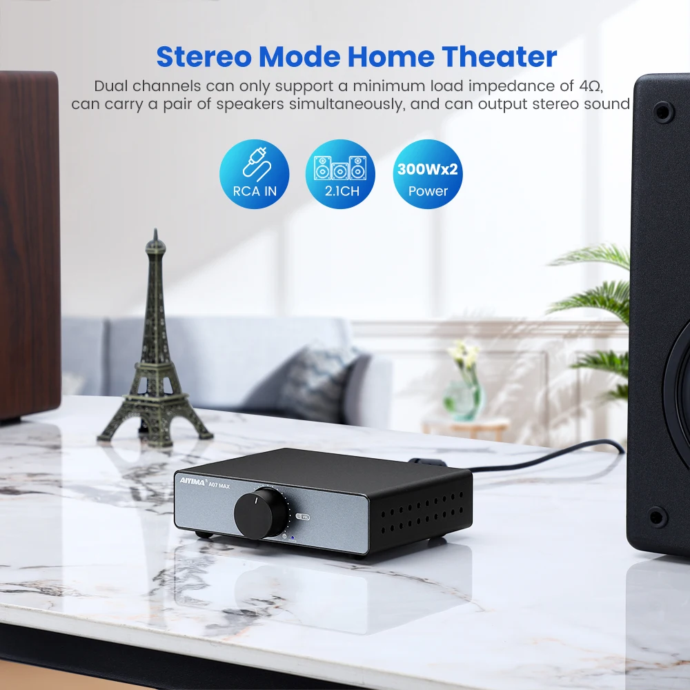 AIYIMA A07 MAX Stereo Power Amplificador TPA3255 Class D Digital  Speaker Amp 300Wx2 BTL Audio Amplifier for Passive Speaker