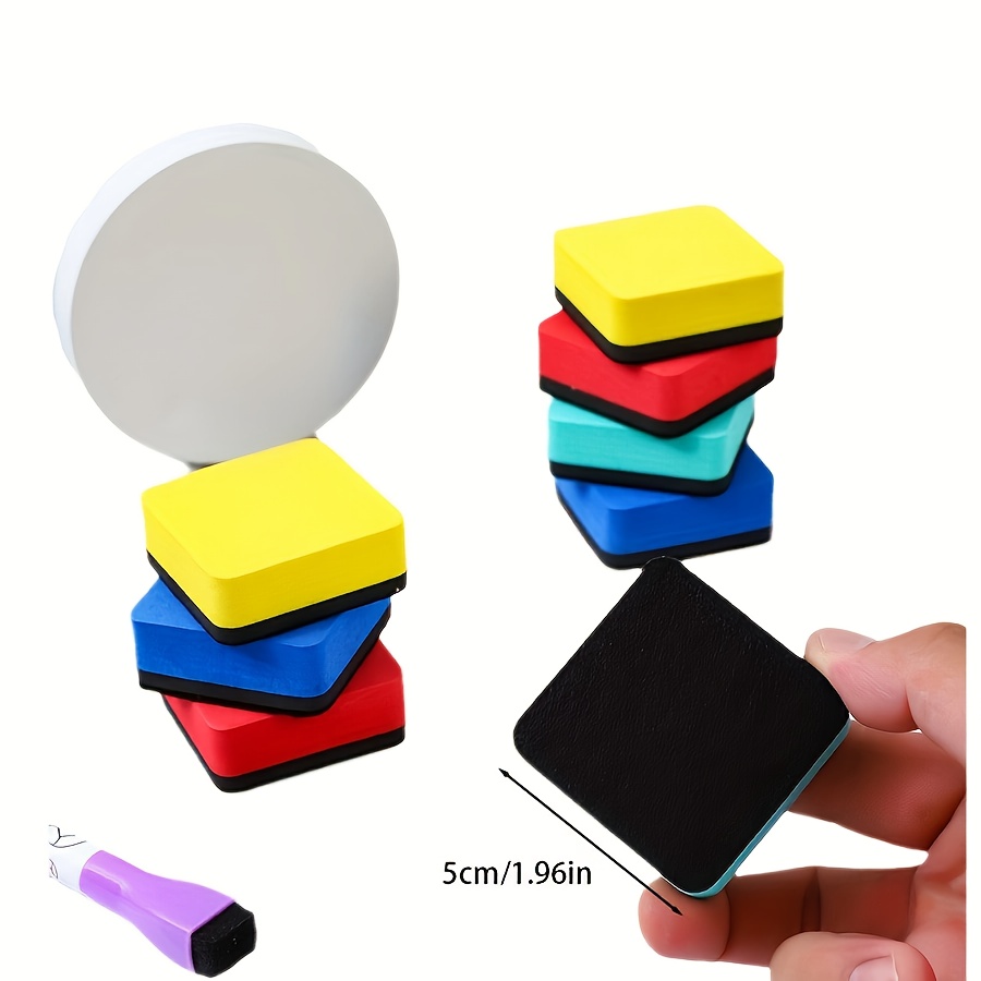 Bunte Whiteboard-Trockengummis – 4 lebendige Farben, Schwammgummi-Radiergummis für den Einsatz im Klassenzimmer, zu Hause und im Büro, Schulbedarf