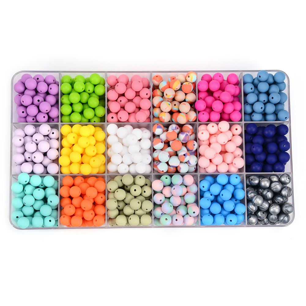 LOFCA 12Mm 20 Cái/lốc Silicone Lỏng Hạt Mọc Răng Hạt DIY Nhai Nhiều Màu Sắc Mọc Răng Cho Trẻ Sơ Sinh Miếng Dán Tròn