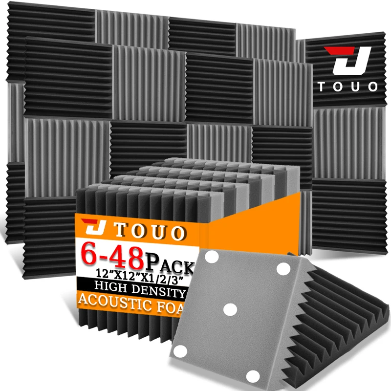TOUO Espuma absorbente de sonido 6-48 Uds paneles de espuma acústica insonorización de pared estudio tratamiento acústico Material absorbente de sonido