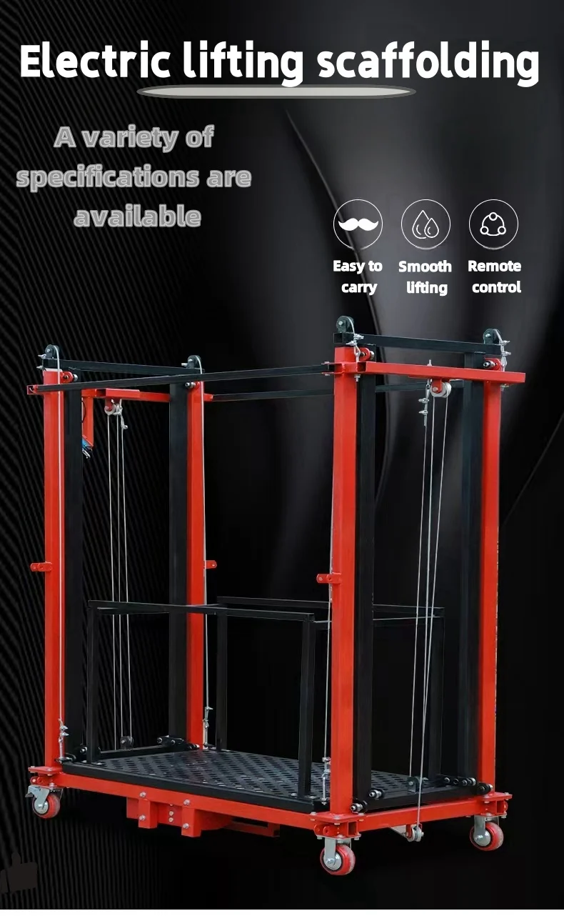 Sollevatore elettrico per impalcature, piattaforma di sollevamento automatica con telecomando mobile, ascensore portatile per decorazioni per interni ed esterni