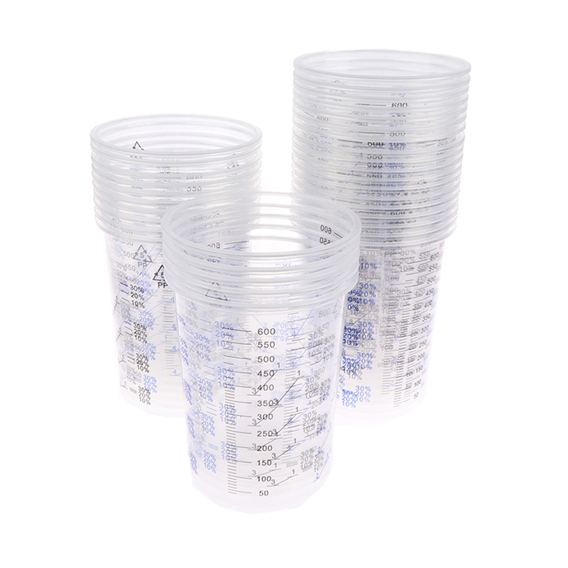 Pot transparent pour peinture au poulet, pot calibré Assad de 600ml et 600ml, lot de 10 ou 50 pièces