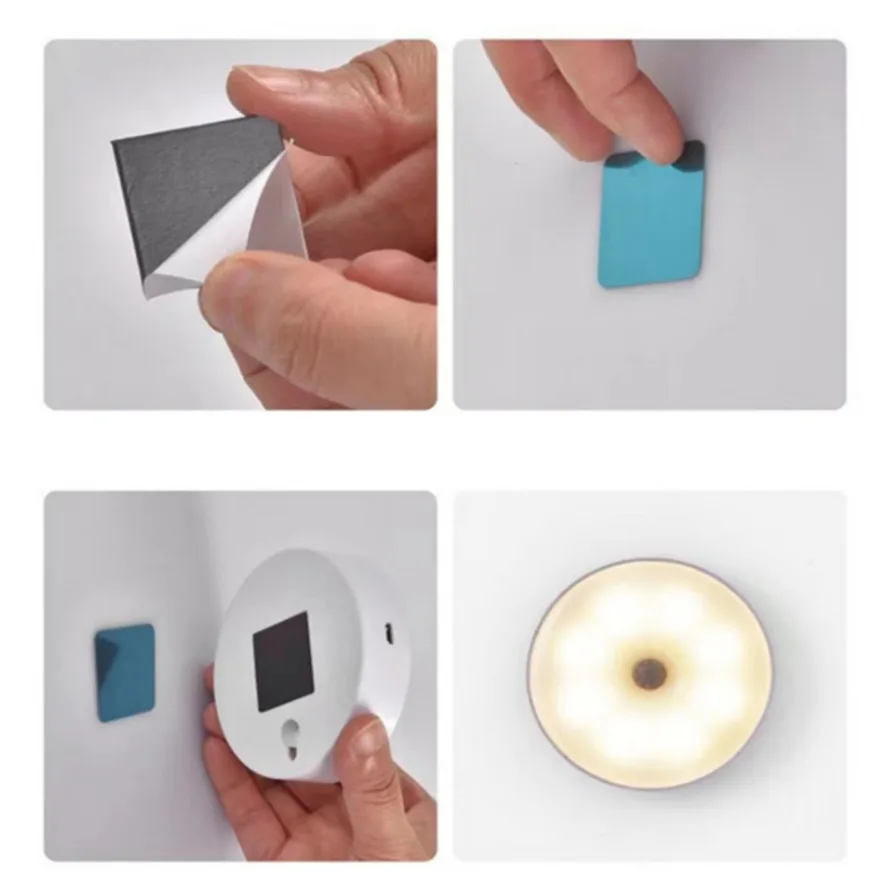 Luz nocturna USB con Sensor de movimiento, lámpara LED con interruptor, luces inductoras recargables para cocina, escaleras, pasillo, armario y dormitorio
