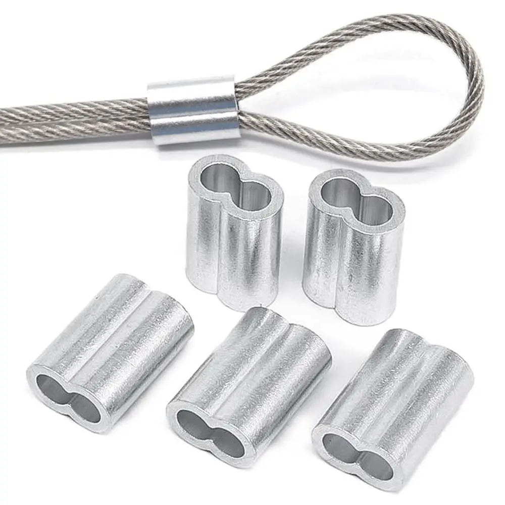 Manguito de crimpado de Cable de doble orificio, casquillos de alambre M1 a M12, tope de Cable de aluminio de 8 formas, accesorios de Hardware de cuerda de crimpado, 1-50 piezas