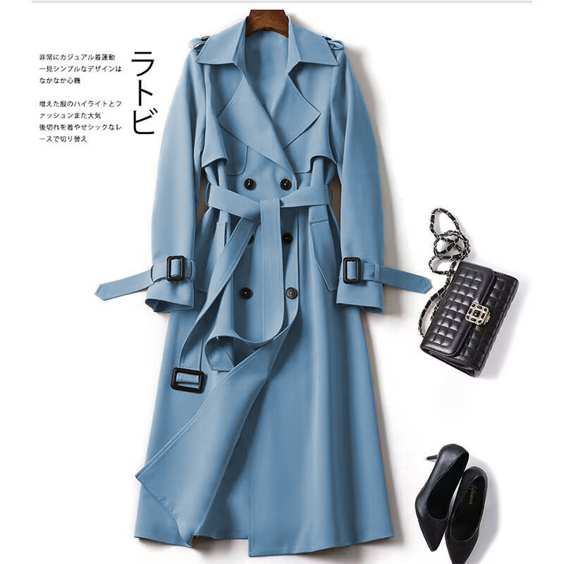 Outono inverno manga longa trench coat para as mulheres 2024 moda solta senhora do escritório longo outerwears jaqueta casacos roupas femininas
