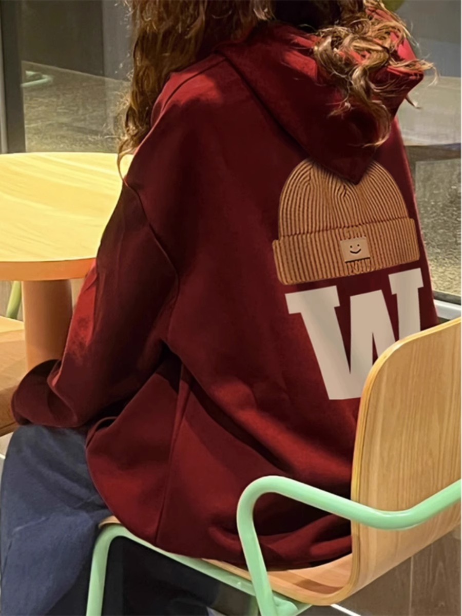 유니섹스 커플 운동복 후드 겨울 양털 안감 자켓 오버 사이즈 캐주얼 streetwear 풀오버 가을/겨울용 긴 소매 탑