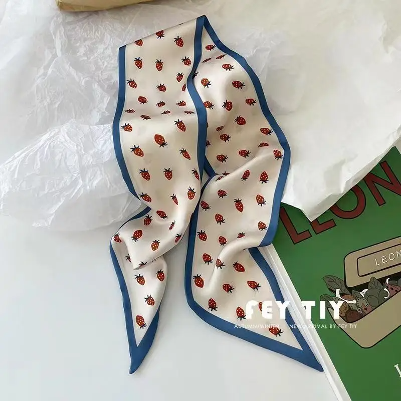 Set Serie Seide Satin Schal Frauen Tuch Haarbänder Kopfschmuck Zubehör Dame Schals Band Krawatten für Tasche Griff/4 stücke