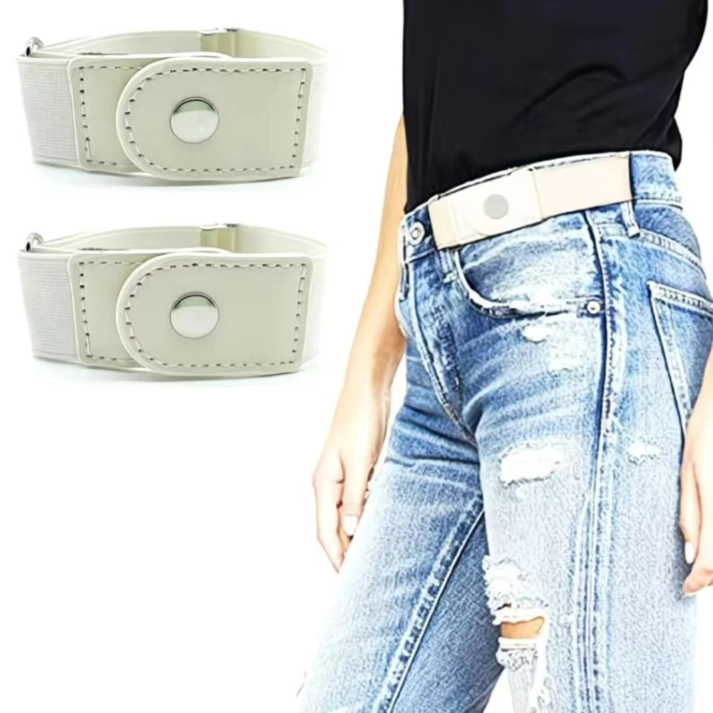 2 unids/set cinturón elástico sin hebilla para mujeres y hombres cinturón elástico Unisex para pantalones vaqueros hebilla Casual cinturón Invisible ajustable gratis