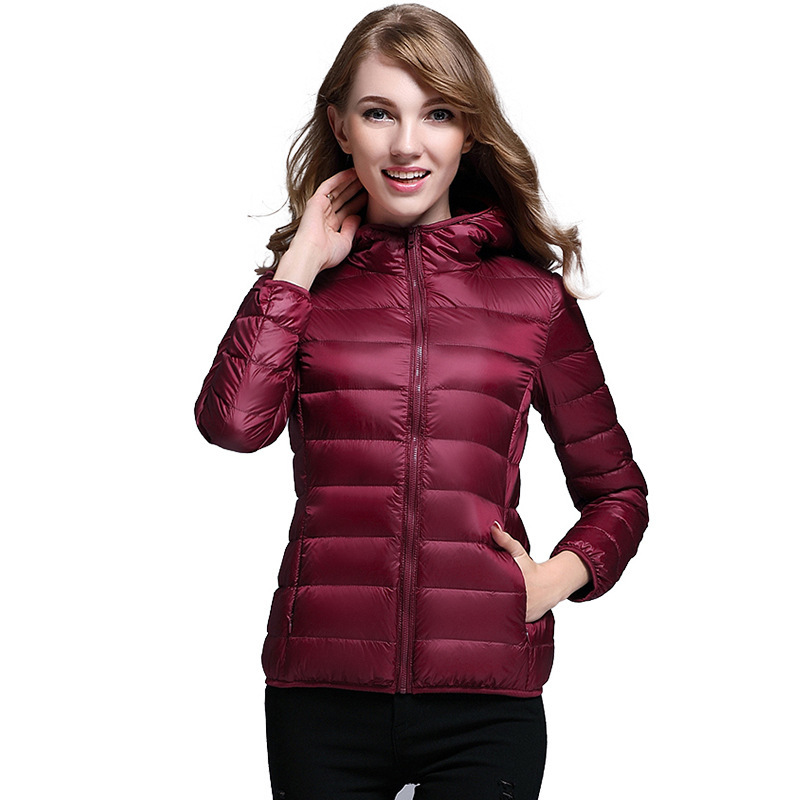 Femmes doudoune nouveau automne hiver à manches longues à capuche chaud blanc canard doudoune mode léger décontracté noir manteaux