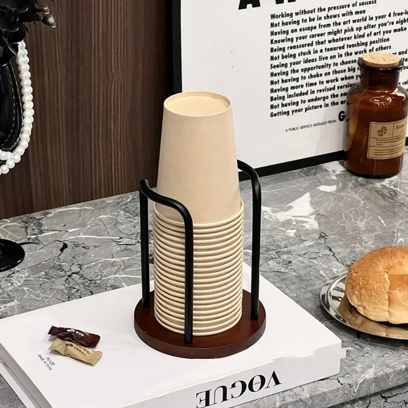 Disposable Cup Storage Holder Water Tea Cups Dispenser Rack Shelf with Longer Stick Mug Display Stand Home Organizer