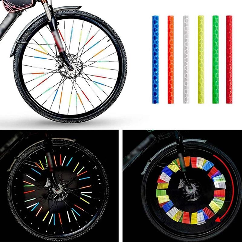 12/24/48PCS Bicycle Wheel Spokes Reflective Sticker Colorful Tube Warning Safety Light DIY Reflector Reflective Safety Kit