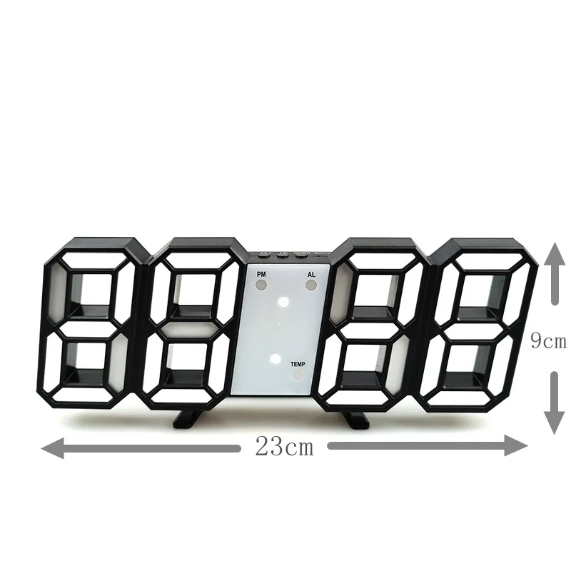 Reloj digital LED 3D reloj luminoso de moda Reloj de pared multifuncional creativo USB enchufe electrónico decoración del hogar