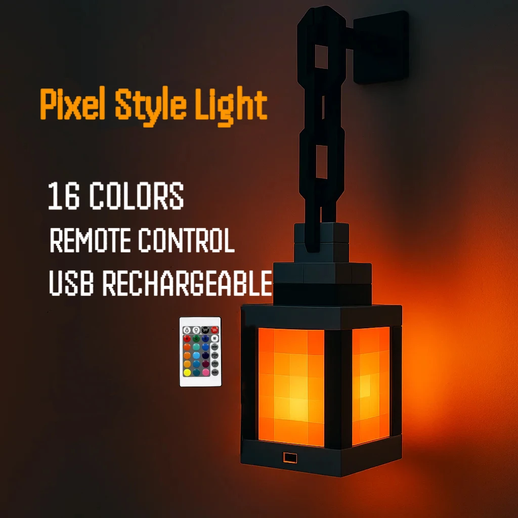 MyWorld Pixel Style Настенный ночник USB Креативная люстра с дистанционным управлением 16 цветов для спальни Декоративный атмосферный светильник