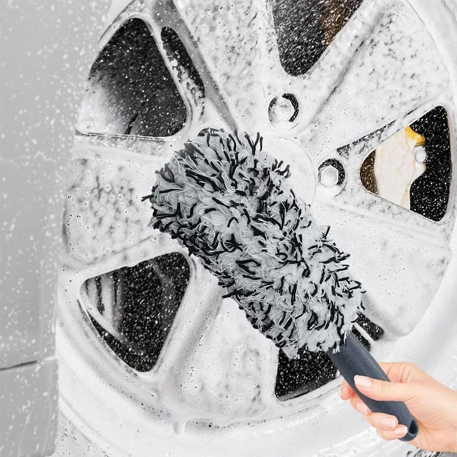 Cepillo de microfibra para rueda automotriz, cepillo de limpieza de llanta de neumático