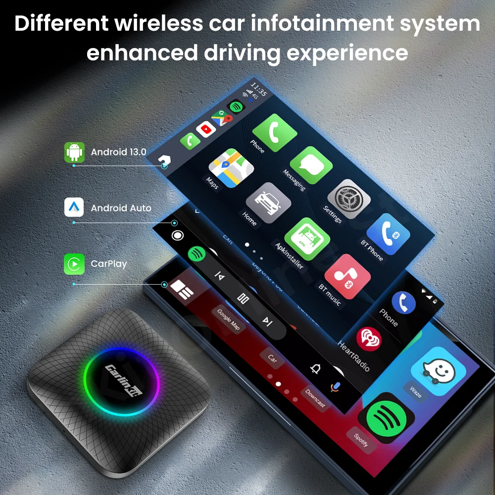 Carlinkit SDM660 Tv Box Android 13 Qualcomm 8 Core Android Auto CarPlay adaptador inalámbrico compatible con vídeo en línea puerto USB-A Youtube