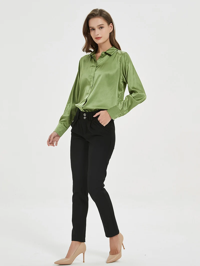 SuyaDream Người Phụ Nữ Chắc Chắn Áo Sơ Mi Thật 93% Lụa 7% Spandex Tay Dài Sang Trọng Blouses2022 Thu Xuân Nữ Công Sở Hàng Đầu