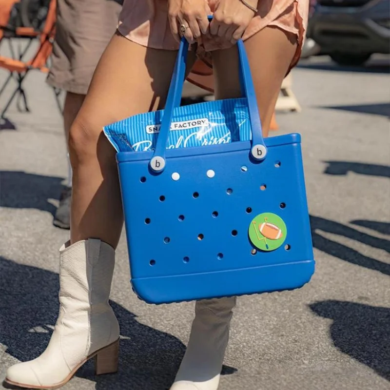 M/L/XL bolsos de playa de moda cestas de almacenamiento impermeables de goma EVA bolso de compras de viaje bolso de mano de Color sólido de hombro para mujer